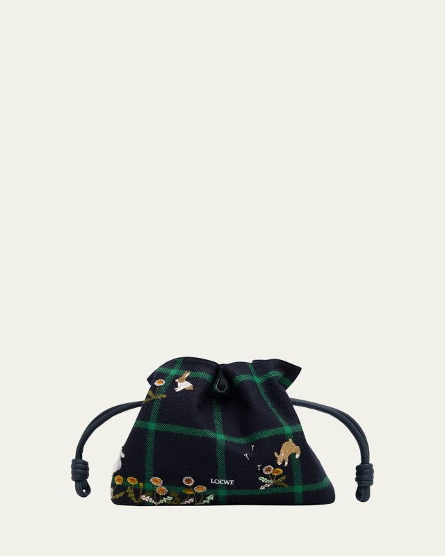 x Suna Fujita Bunnies Check Wool Clutch Bag